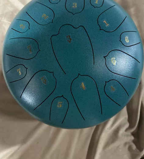 阿萨斯空灵鼓12寸15音D调碳钢斑点绿颜色...