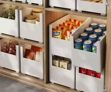 【全新包邮】桌面收纳盒橱柜叠加家用零食厨具...