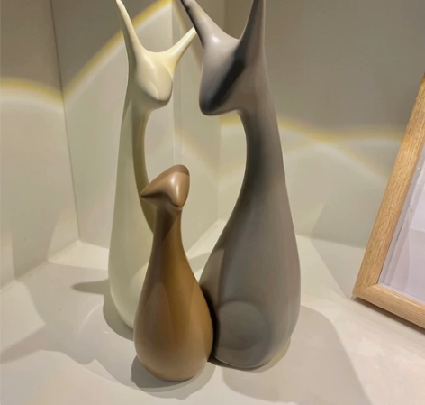 【清 仓价3个！】一家三口鹿家居客厅摆件陶...