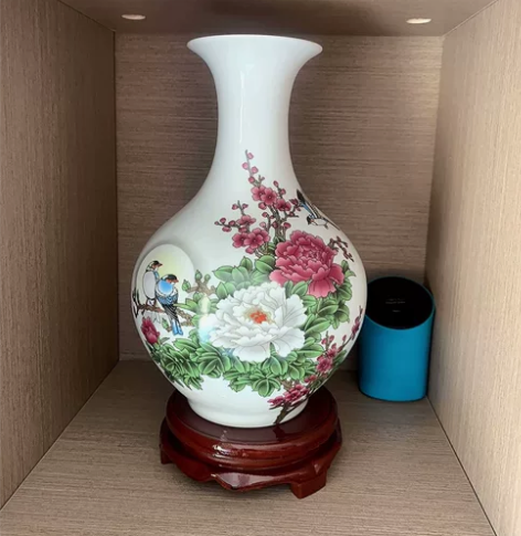 【处理】景德镇陶瓷器花瓶牡丹赏瓶家居客厅玄...