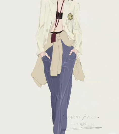 画服装设计效果图 款式图 作品集 马克笔手...