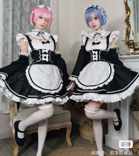 蕾姆女仆cos l码，标签没店家，前娘说是...