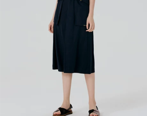 MIIDII/谜底夏装军旅风大口袋设计天丝...