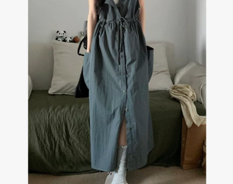 日系复古工装背带连衣裙子女夏2024年新款...