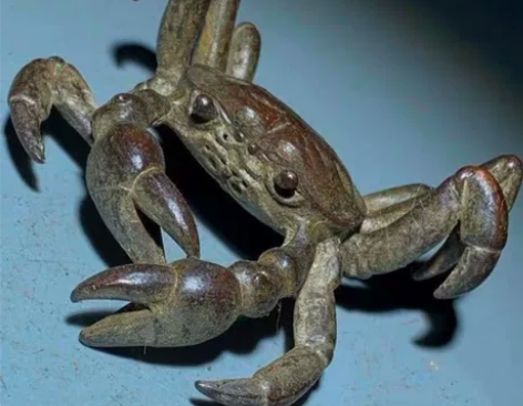 乡下收的一只纯铜螃蟹摆件古玩收藏 尺寸：长...
