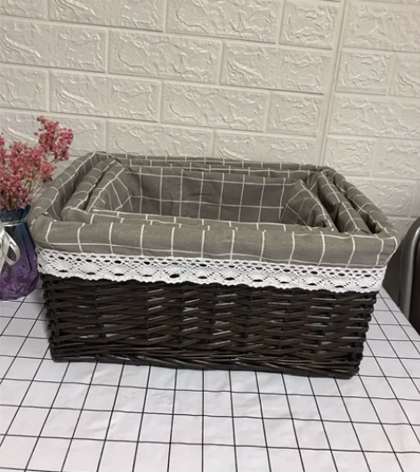 柳编大三件套，柳条编织非藤编手工编织桌面收...