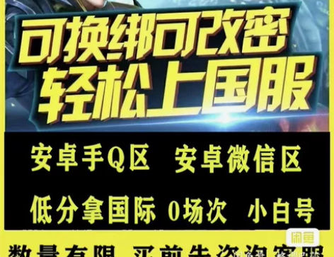 王者荣耀安卓q区抢先服小号新号1级号 感兴...