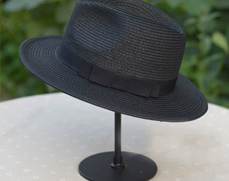 黑色复古礼帽女士休闲草帽夏天韩版百搭宽檐遮...