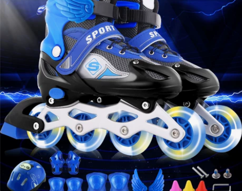 3-7-11-13岁溜冰鞋儿童全套装男女直...