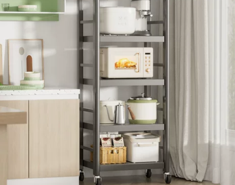 四季沐歌厨房置物架落地多层烤箱微波炉收纳架...