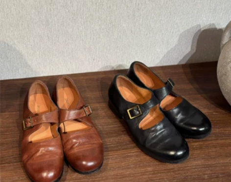 朱小蒙 马皮真水洗手工鞋复古玛丽珍单鞋女一...