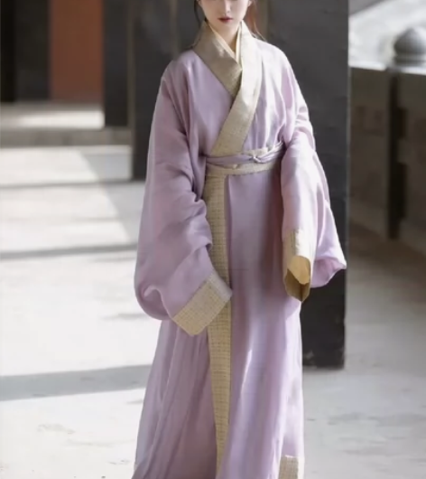 乔织汉服大放量缘边直裾袍-交领襦东汉魏晋复...