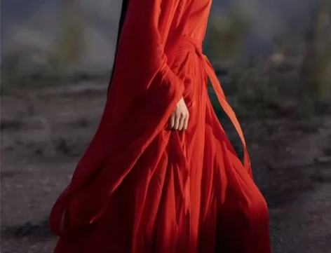红色汉服魏晋风汉服女飘逸超仙红色古装大袖衫...