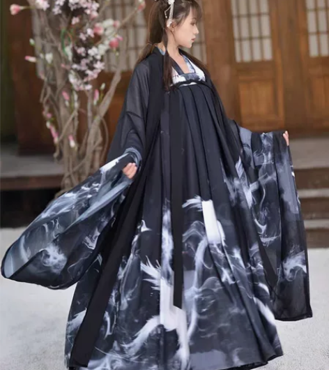 如梦霓裳汉服女装大袖衫齐胸襦裙重明二水墨印...