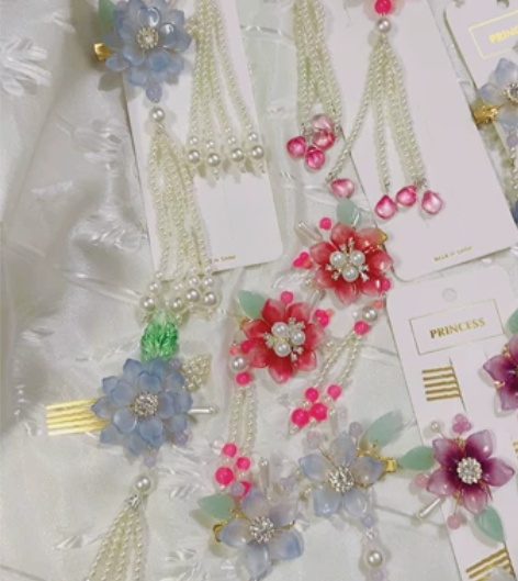 手工琉璃发簪古风发饰，发夹发梳，满100顺...