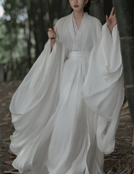 白色汉服女晋制清冷系古装魏晋风