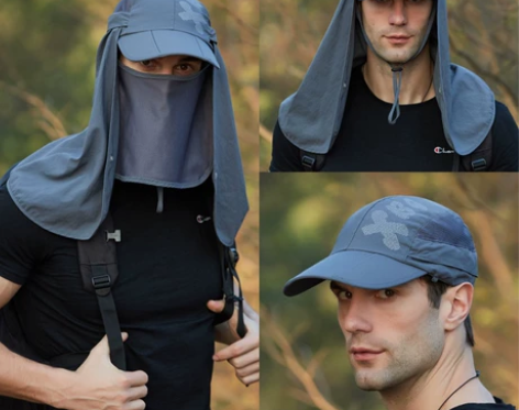 2024男女士加大披肩遮阳帽户外防晒速干帽...