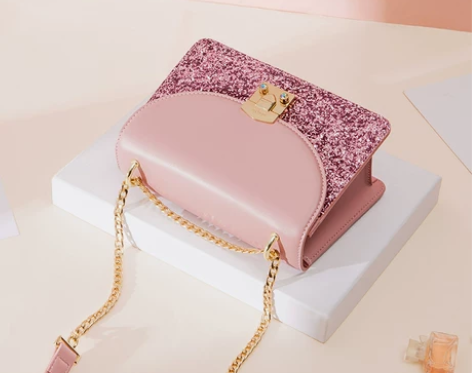 ?全新欧时纳女包包休闲单肩斜挎包璀璨亮片链...