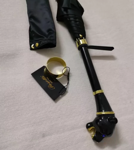 意大利雨伞男黑色双层商务豹子头手柄太阳伞遮...