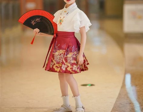 中国风女童古装马面裙套装2024小女孩薄款...