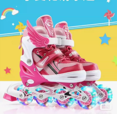 女童溜冰鞋 旱冰鞋  滑冰鞋 大小可调33～36码（适合...