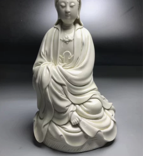 60年代德化窑猪油白，葫芦款，蒲团观音 仿...