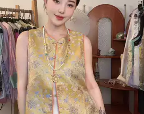 织锦超美橘色系女孩春夏复古文艺新中式减龄马...