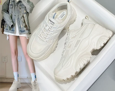 老爹鞋炸街白色韩系鞋子女2023新款休闲春...