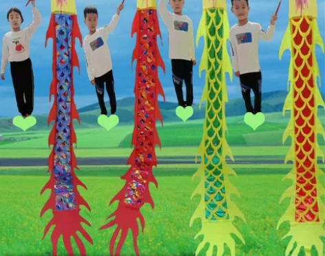 舞龙彩带健身广场儿童甩龙彩带空竹龙耍龙手舞...