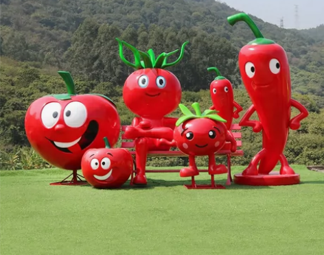 卡通水果蔬菜雕塑草莓西红柿景观生态园农场南...