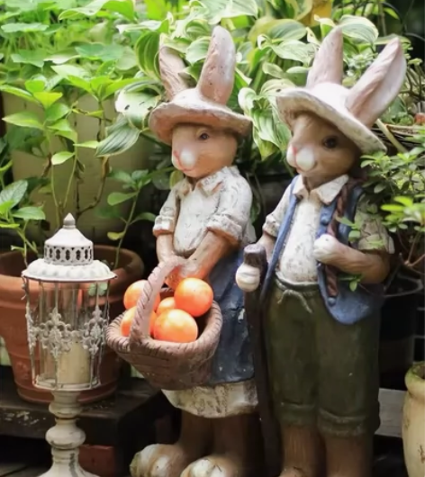 一对有特价。户外花园庭院阳台园艺摆件可爱卡...