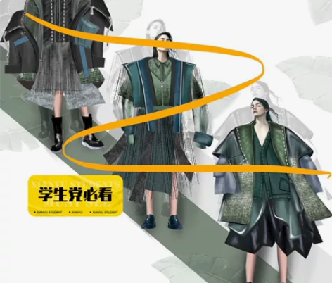 代画服装效果图、服装款式图、灵感版、色彩版...