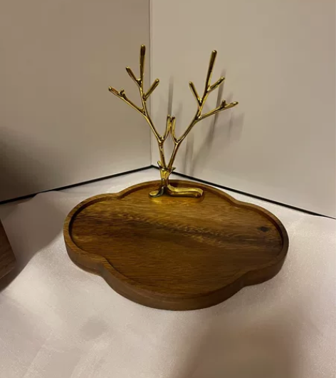 进门口玄关挂钥匙收纳架胡桃木托盘桌面置物架...