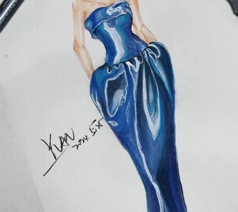 服装设计效果图 马克笔手绘 线稿 服装画 ...