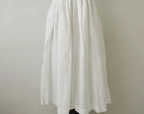 【日本直邮】Flores 白色棉麻卷群半身...