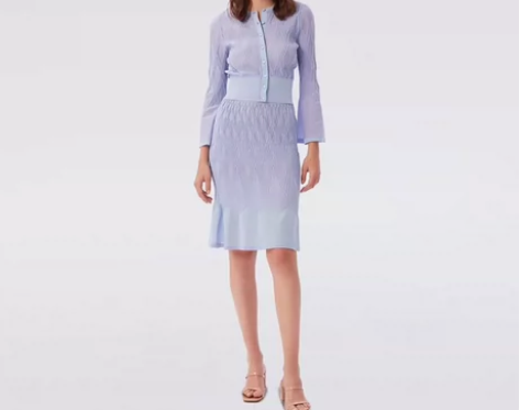 DVF 女士荷叶裙玫瑰紫针织半身裙L码 D...