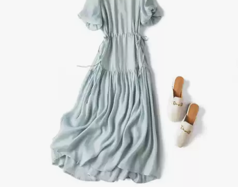 质感飘逸仙女感 重磅天丝柔滑A字长裙夏季收...