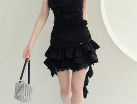 Underpass原创小众设计晚宴感黑色玫...