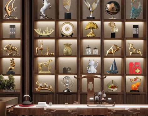 新中式轻奢高端摆件家居客厅办公室酒柜博古架...