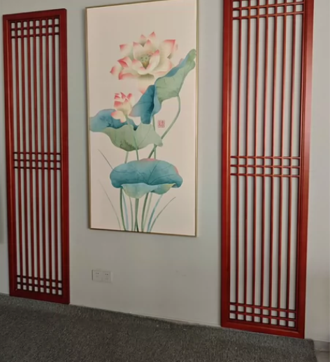 中式松木实木雕花装饰背景，2023年八月做...