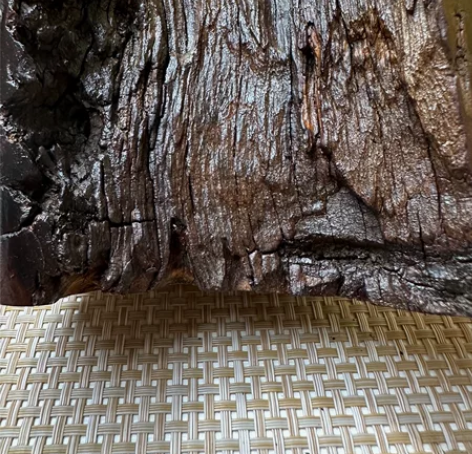 雷击枣木风化摆件料,拥有自然的深褐色调和独...