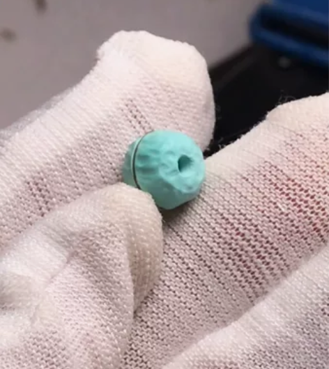 原矿绿松石老型，鎏金工艺，高瓷白蓝色，果冻...