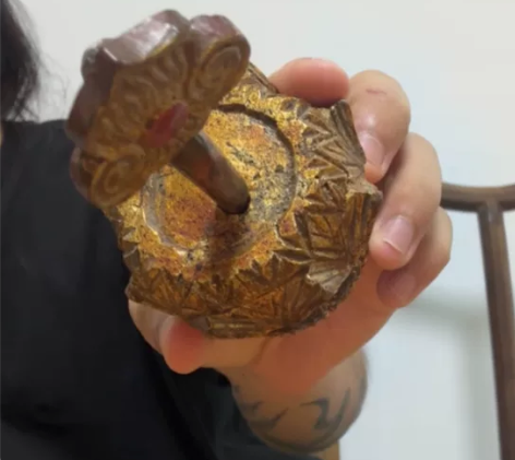 清代道家木头鎏金法冠#闲置在家的老物件 感...