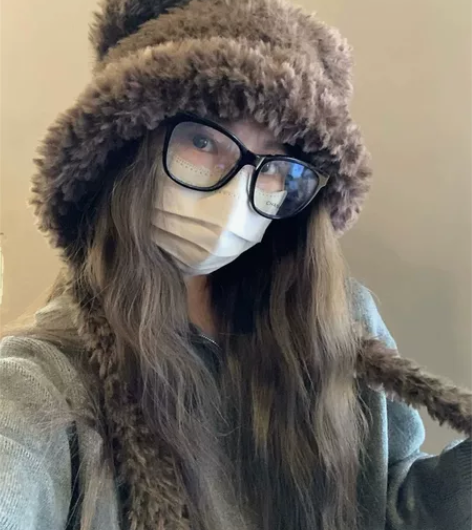 可爱毛绒绒小熊耳朵帽子女秋冬保暖护耳大头围...