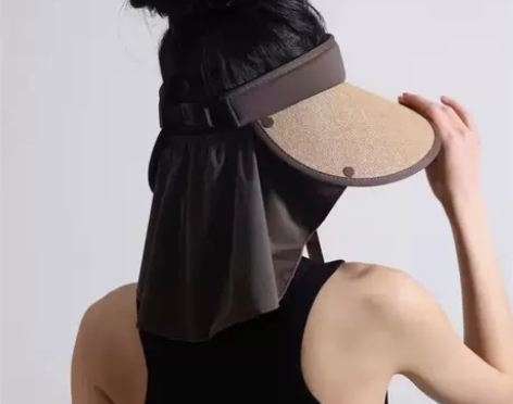 【活动价】黑胶空顶防晒帽女夏防骑车护颈加大...