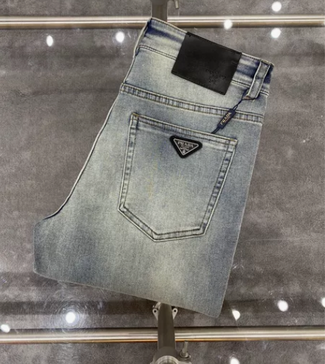 全新普拉达经典男士牛仔裤直筒长裤春夏新款修...