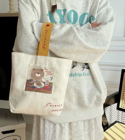 【全网最低】卡通刺绣手提包帆布包 厂家直销...