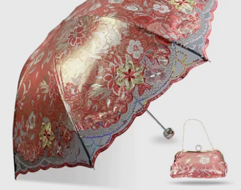 天堂伞绣花伞带包太阳伞遮阳伞防晒防紫外刺绣...