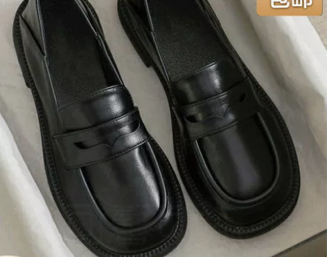 真软皮时尚小皮鞋英轮风一脚蹬防滑乐福鞋女2...