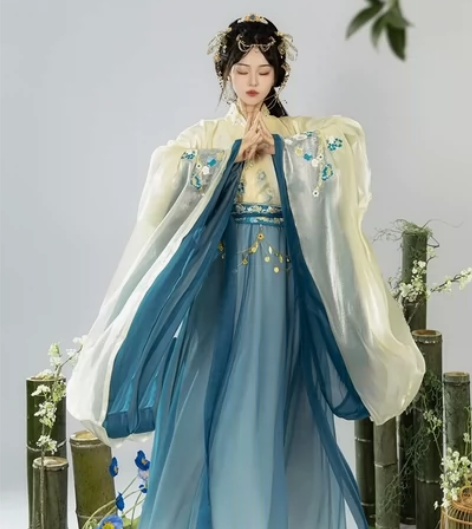 原创汉服 蓝瑶 魏晋风汉服女交领广袖南北朝...